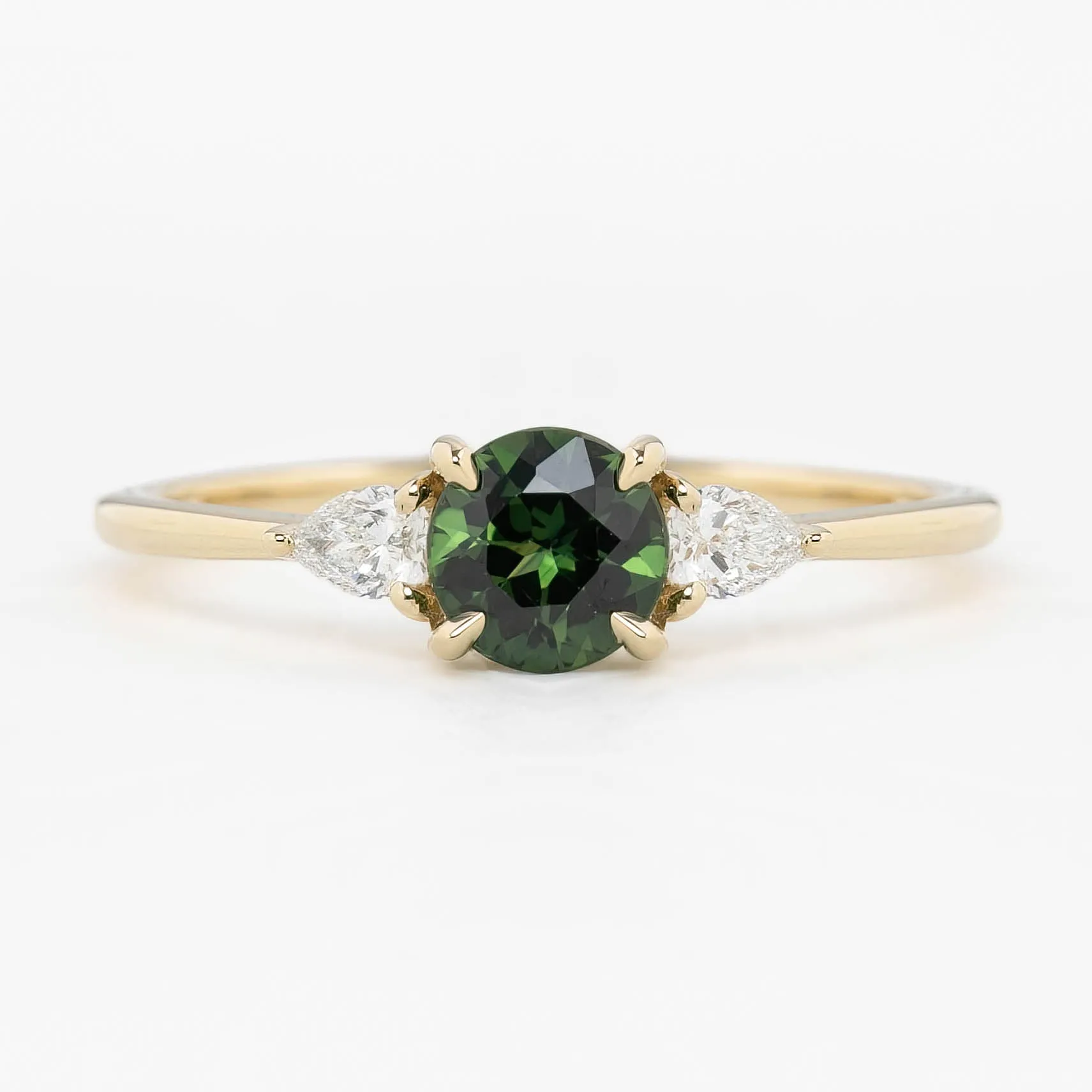 Olivia Ring 0.76ct Green Queensland Sapphire Ring, 14k Yellow Gold (One of a kind)