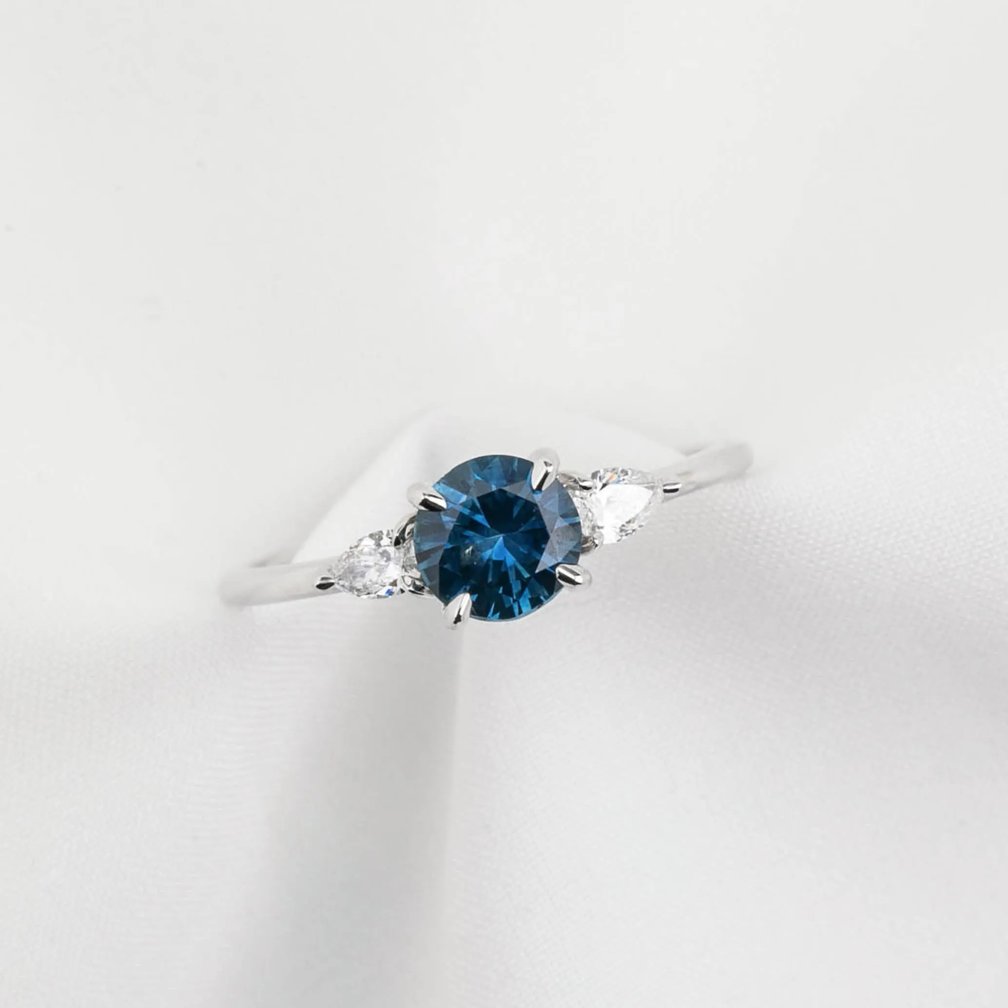 Olivia Ring 1.09ct Blue Montana Sapphire, 14k White Gold (One of a kind)