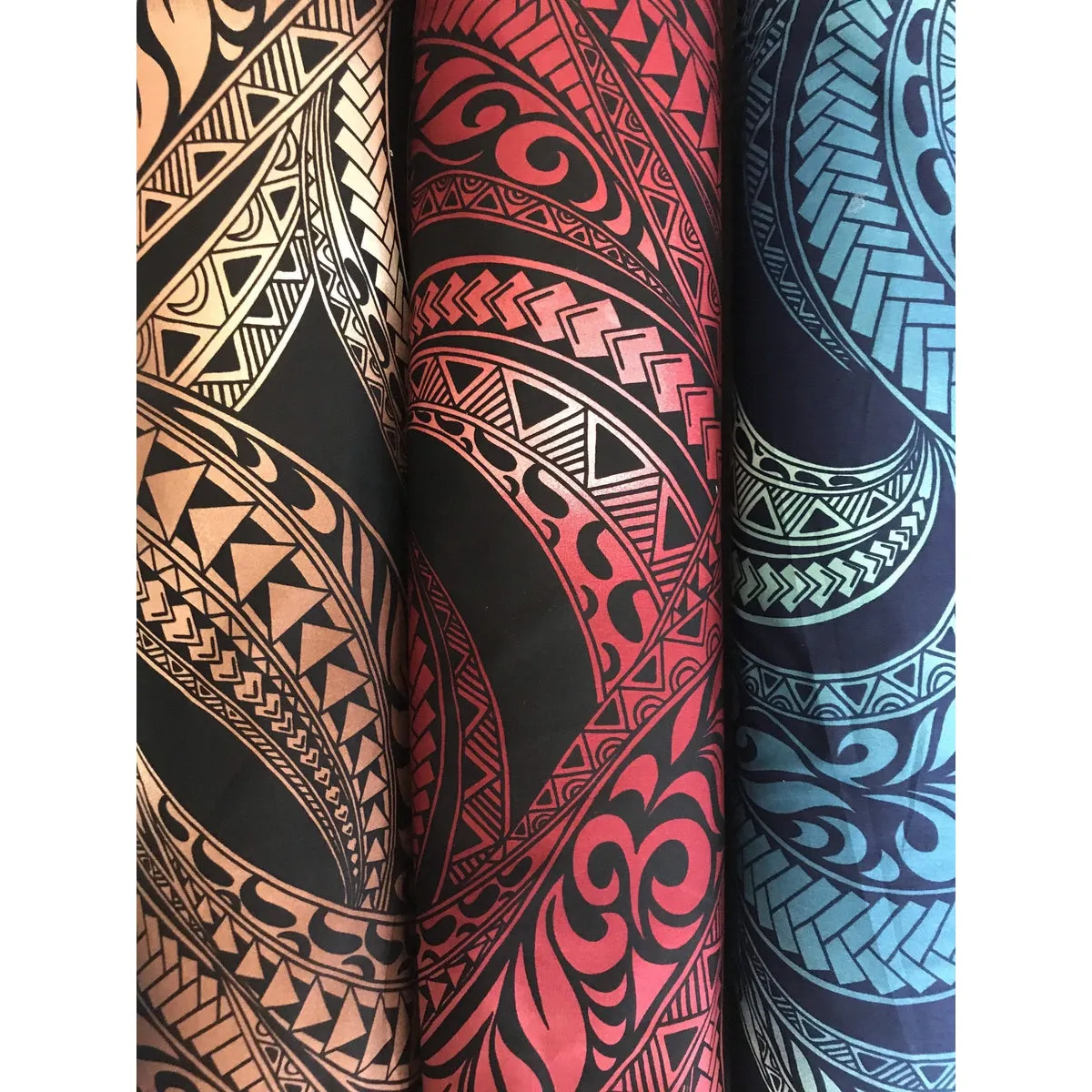 Ombre Polynesian Tribal Tapa Fabric | Brown/Grey/Navy/Black  BRN-0001TP BLU-0002TP RED-0001TP BLK-0001TP