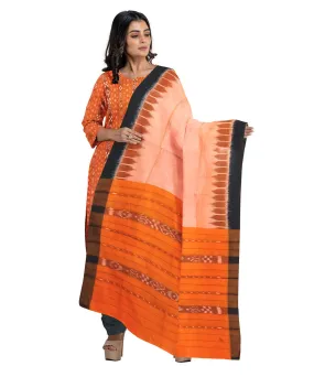 Orange black handwoven cotton nuapatna dress material