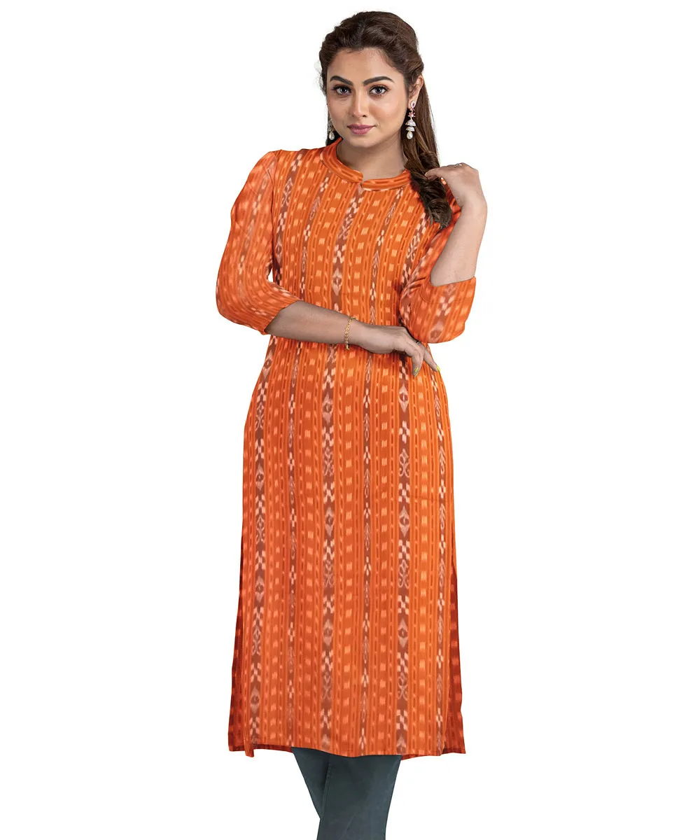 Orange black handwoven cotton nuapatna dress material