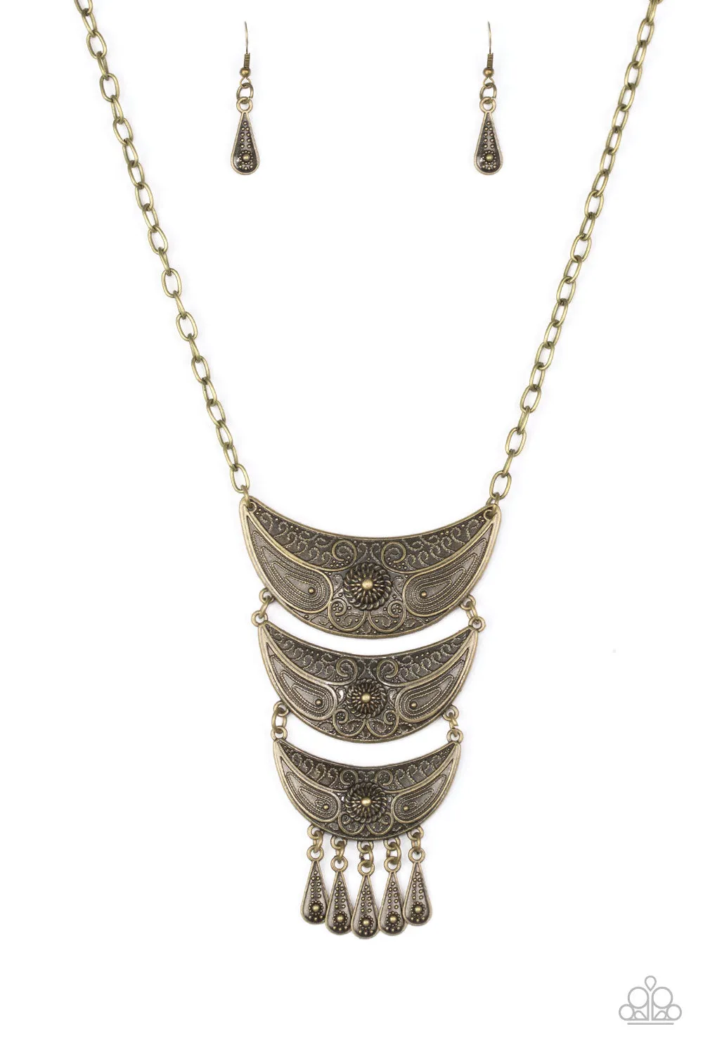 Paparazzi Go STEER-Crazy Brass Necklace Set