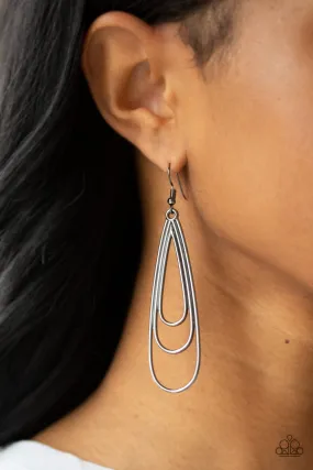 Paparazzi Triple Ripple Black Earrings