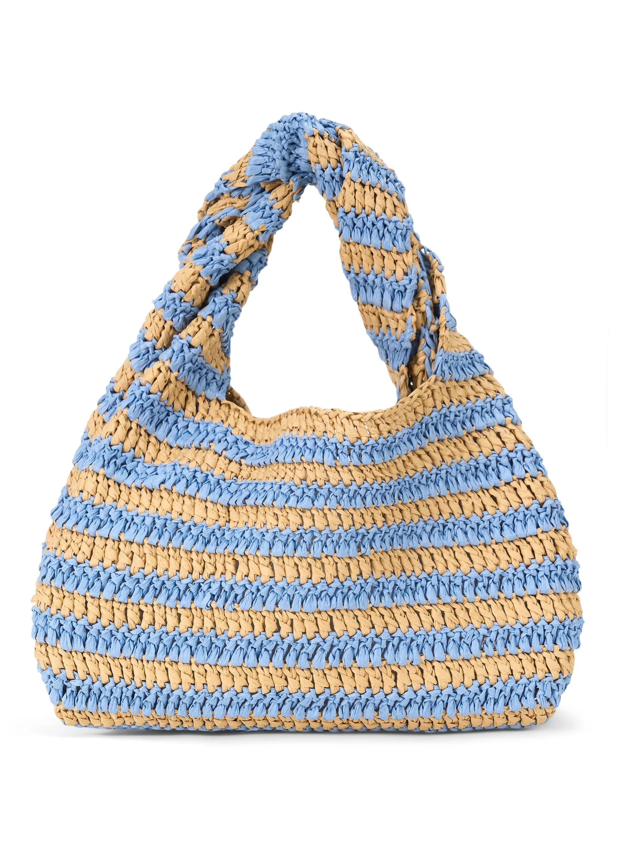 Parker Striped Raffia Bag