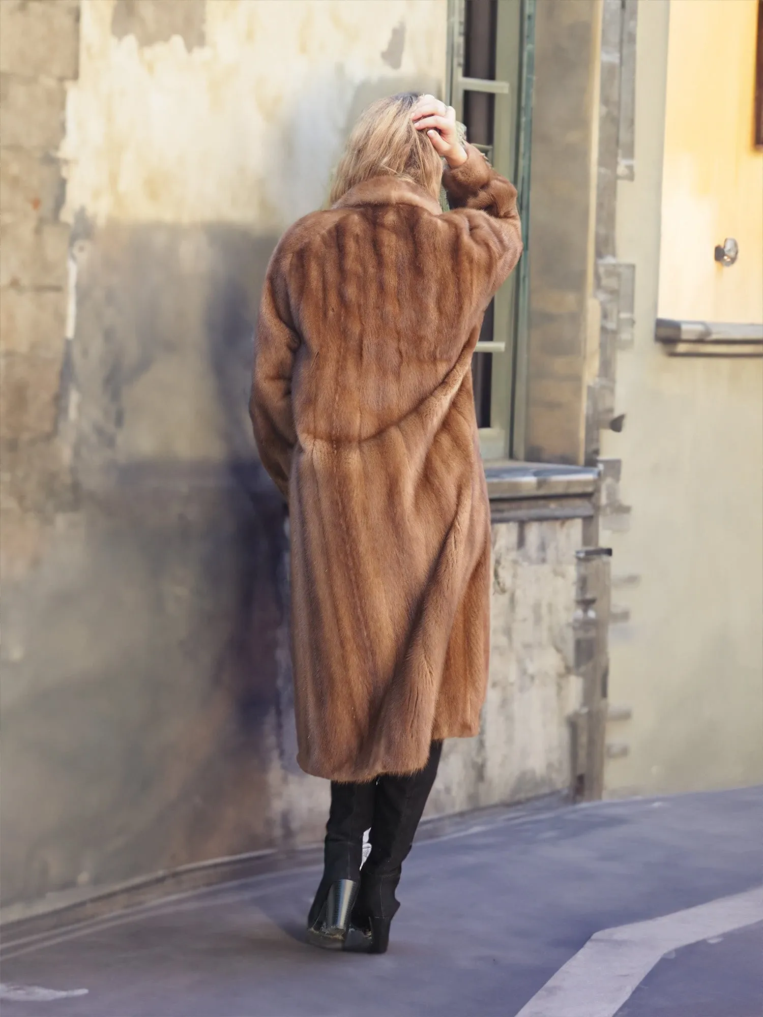 Pastel Autumn Haze Brown Mink Fur Coat Coats L