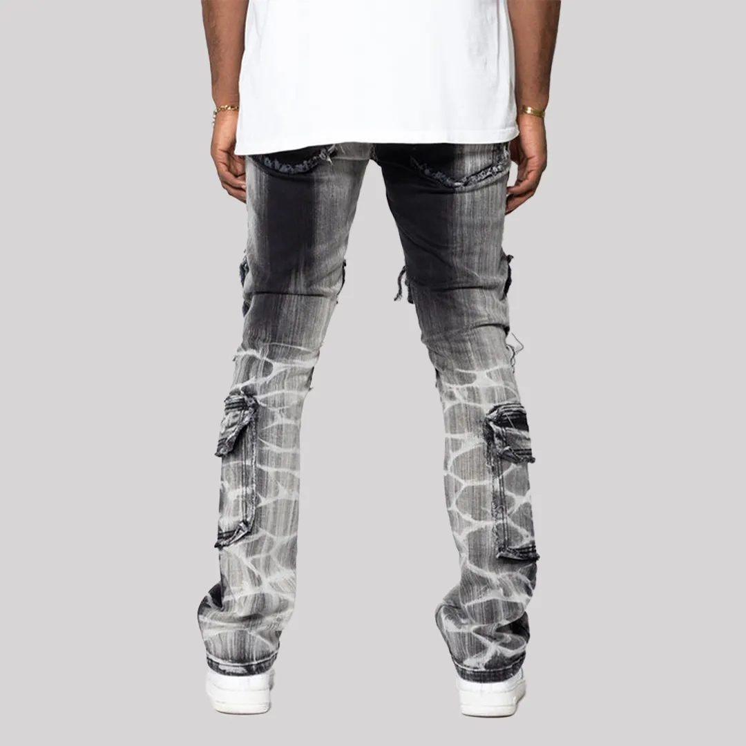 PATCHWORK STACKED DENIM BLACK