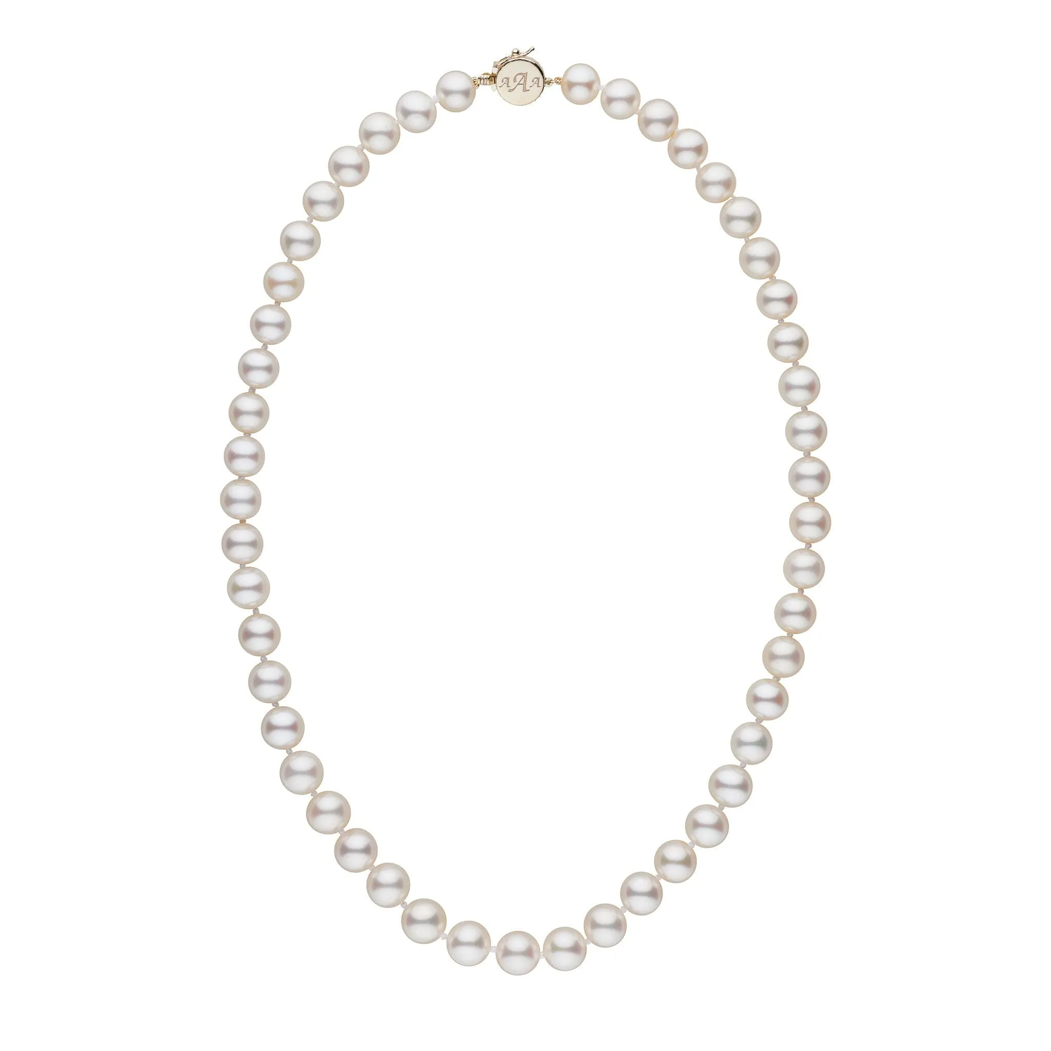 Personalized 18 Inch 8.5-9.0 mm AAA White Freshwater Pearl Circle Clasp Necklace