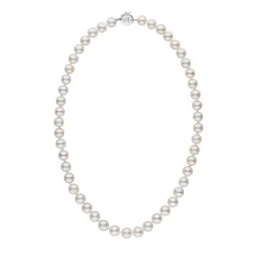 Personalized 18 Inch 8.5-9.0 mm AAA White Freshwater Pearl Circle Clasp Necklace