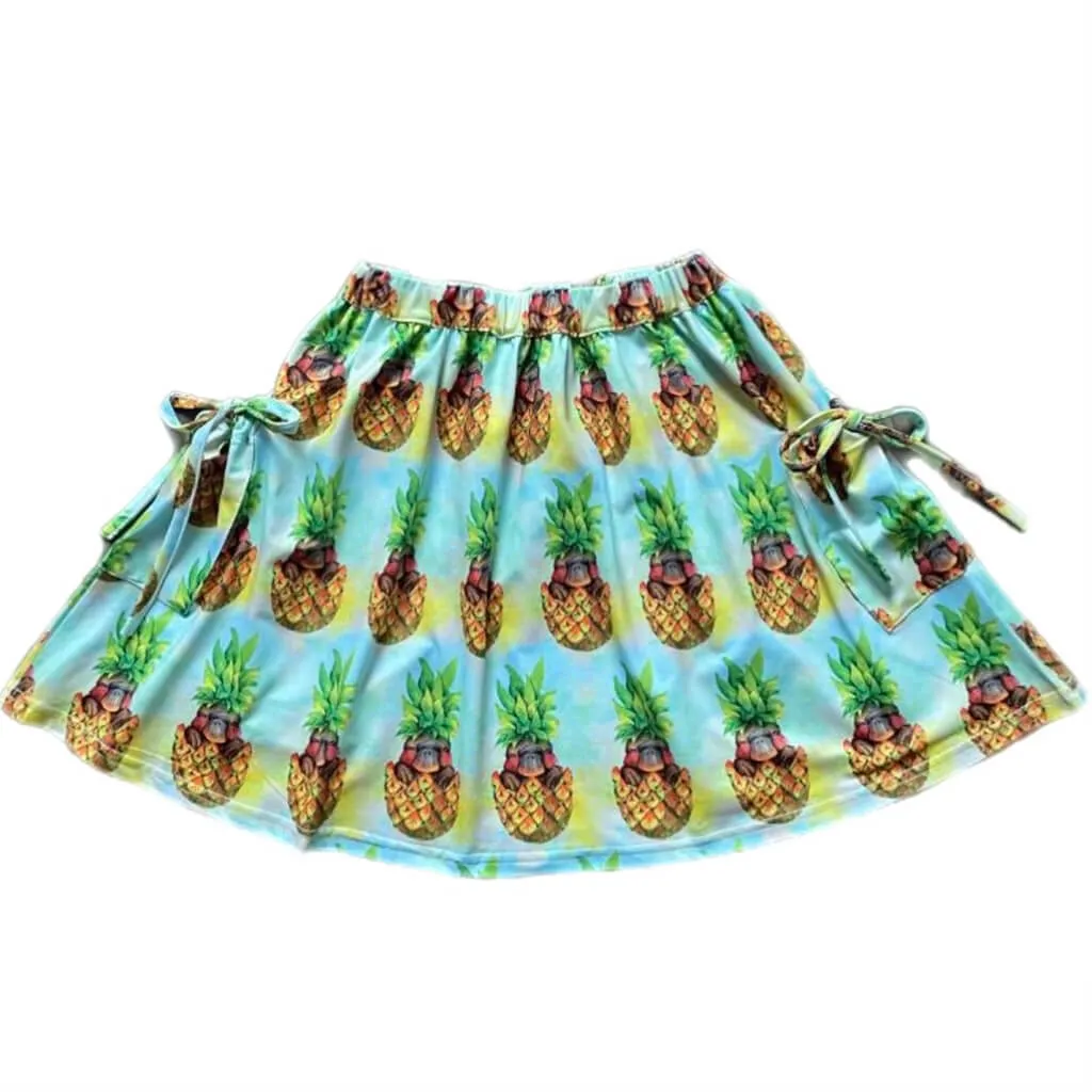 Pineapple Platypus Girls Bow Pocket Skirt