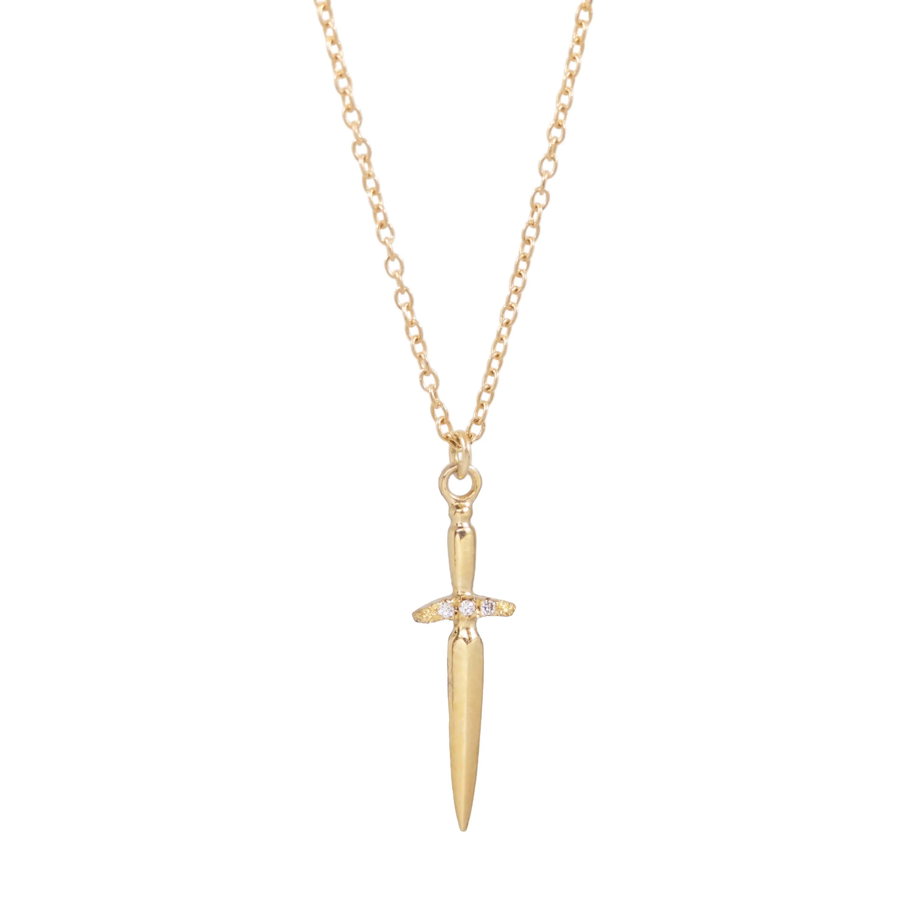 Pixie Dagger Necklace - 14k Yellow Gold