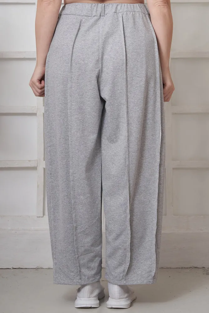 Plain Layered Knitted Cotton Trousers