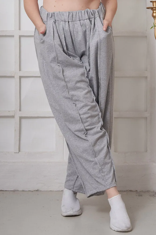 Plain Layered Knitted Cotton Trousers