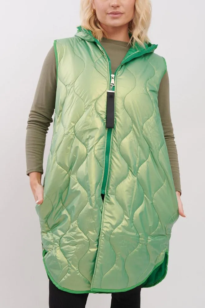 Plain Quilted Zip Up Side Pocket Gilet