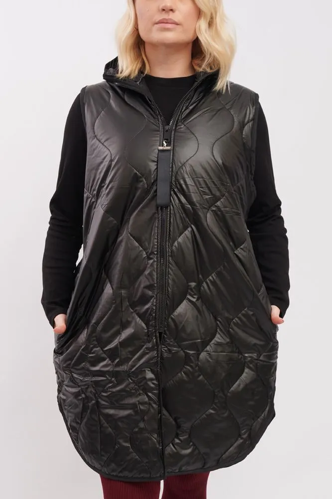 Plain Quilted Zip Up Side Pocket Gilet