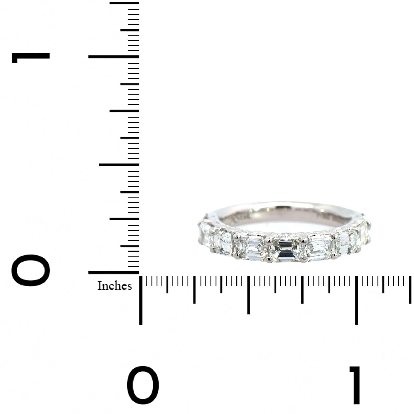 Platinum Shared Prong Emerald Cut Diamond Band