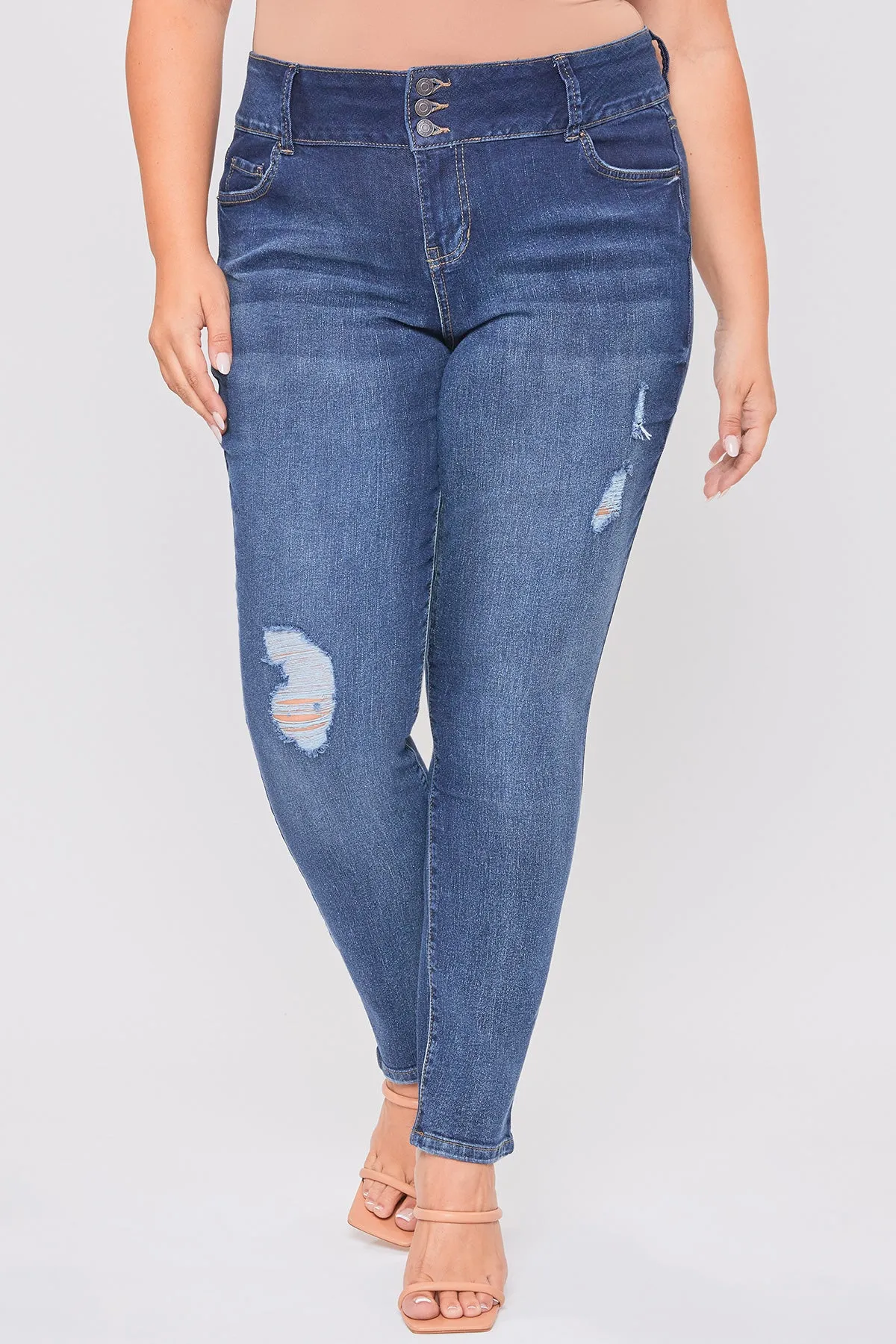 Plus Size Women's Essential Sustainable Distressed Skinny Jeans