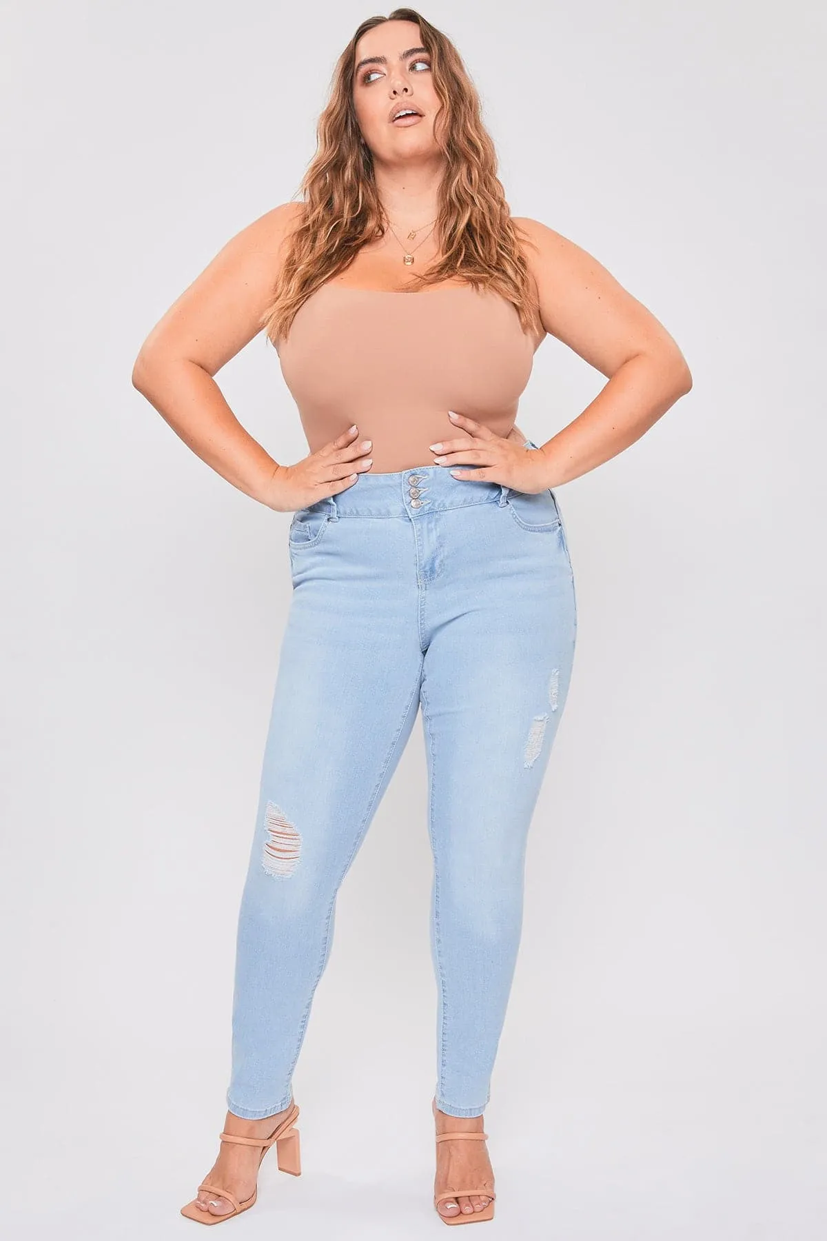 Plus Size Women's Essential Sustainable Distressed Skinny Jeans