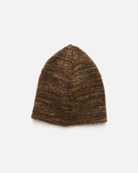 Poly Wool Melange Knit Beanie - Brown