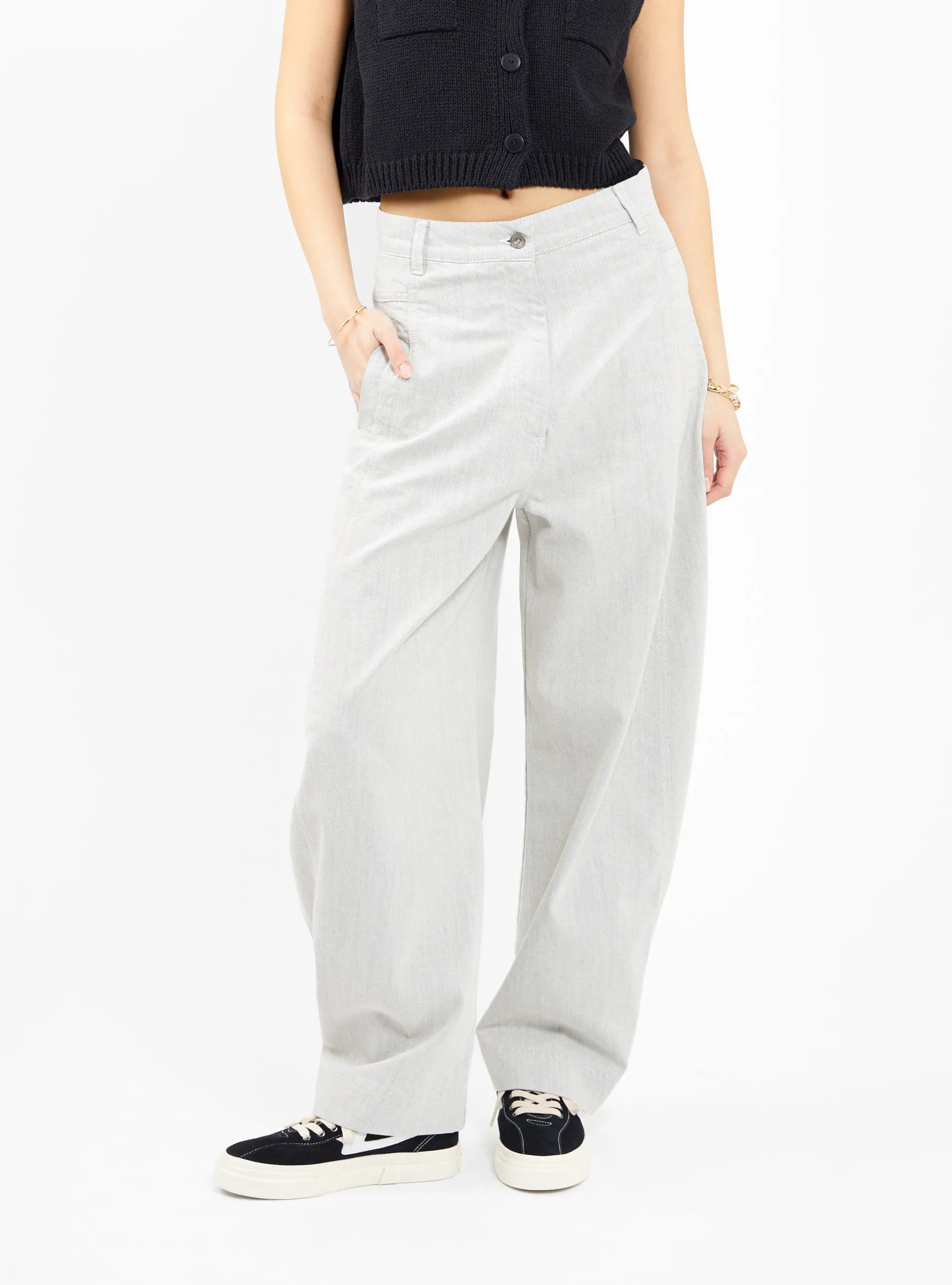 Post Denim Pant White Blue