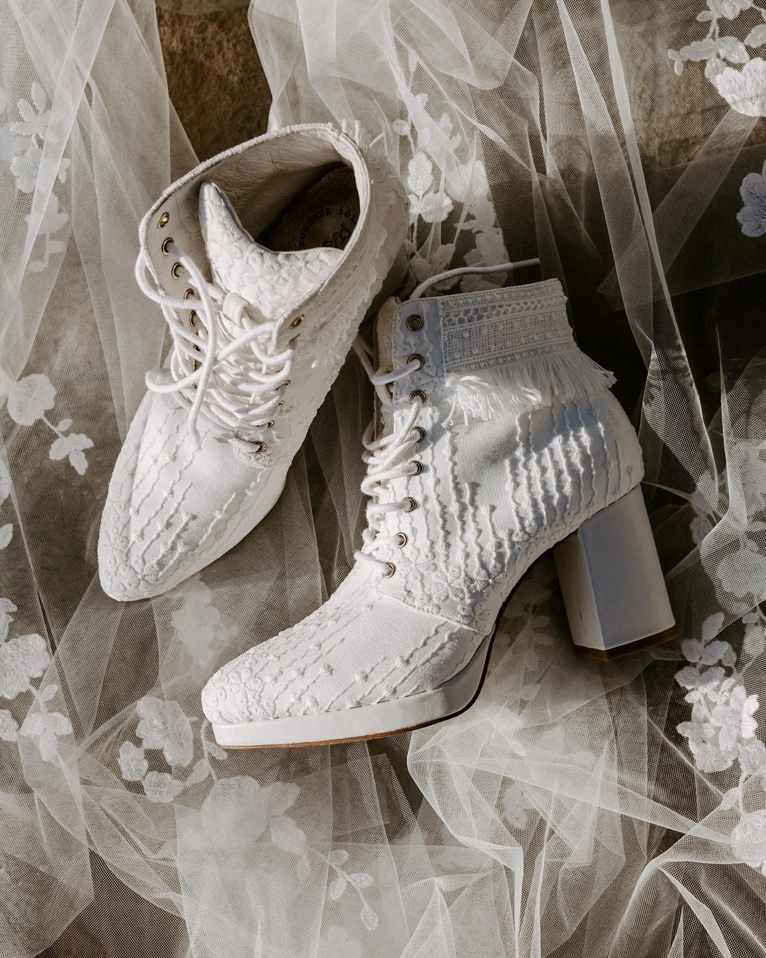 PRAYER BOOTS - LACE UP VELVET BRIDAL BOOTIES - FINAL SALE