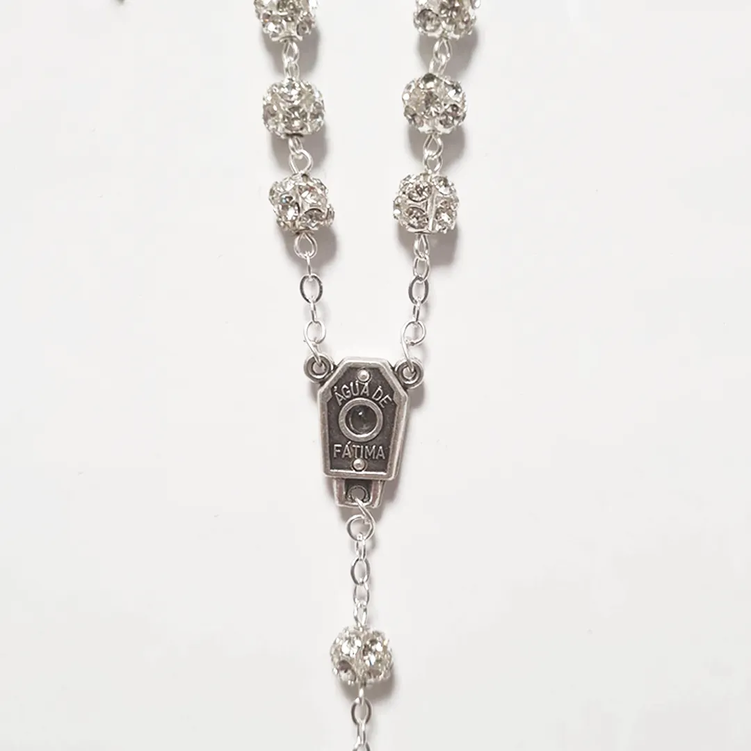 Premium Silver with Translucent Crystals Rosary of Fatima