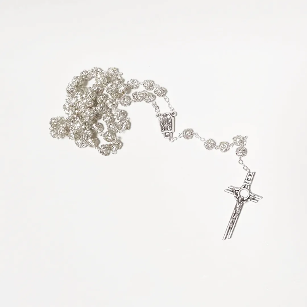 Premium Silver with Translucent Crystals Rosary of Fatima