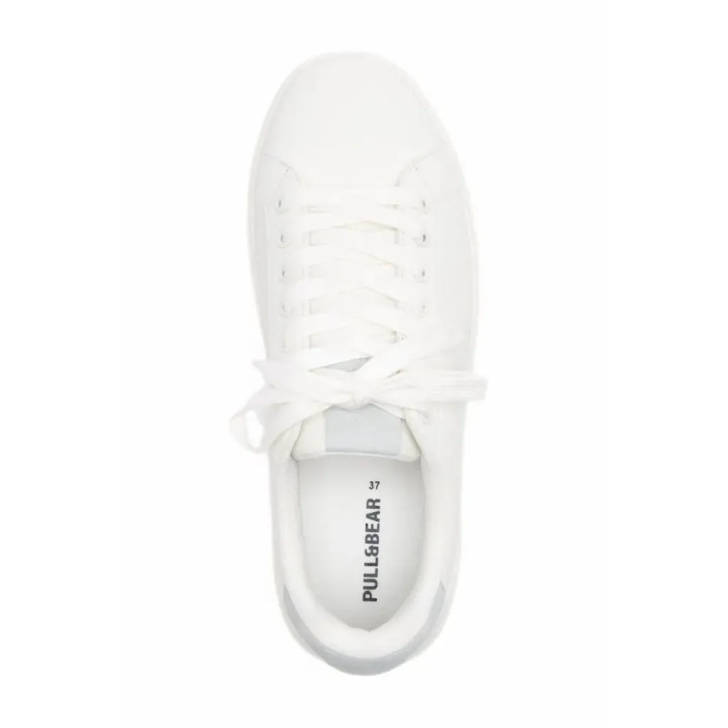 Pull & Bear Basic Lace-Up With Details Trainers Women 1350-240-004-WHT