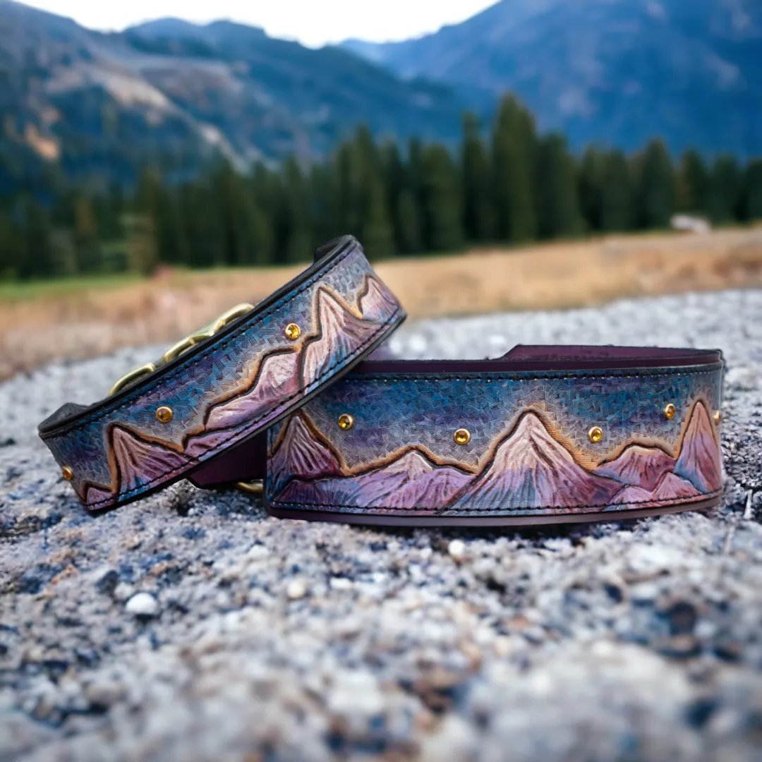 Purple Ridge Mountain Scene Dog Collar