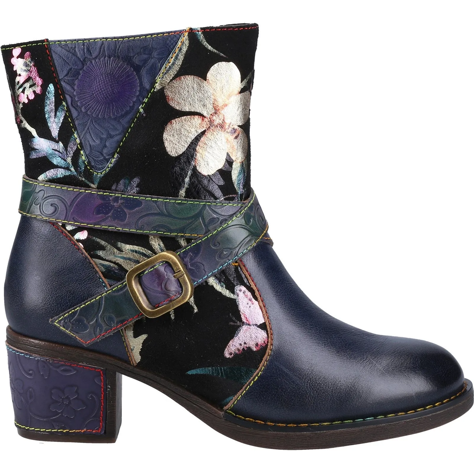 Riva Aisha Womens Floral Leather Ankle Boot