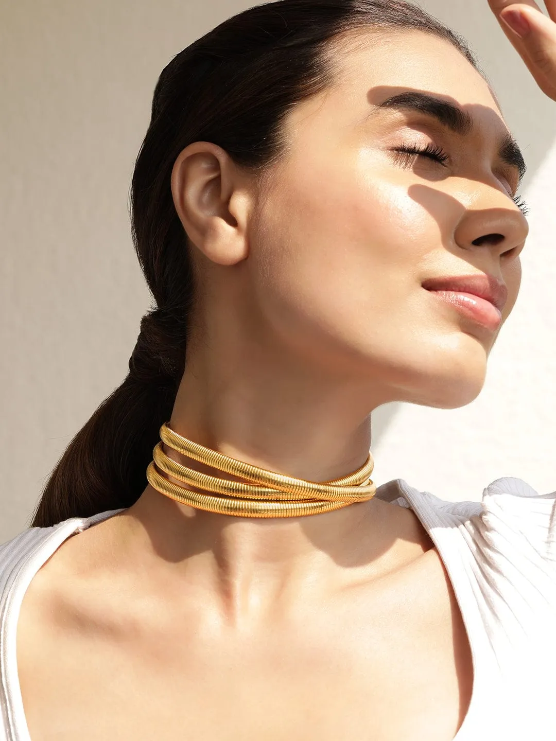 Rubans Voguish 18k Gold plated Tarnish Free water proof stain less steel twisted Choker