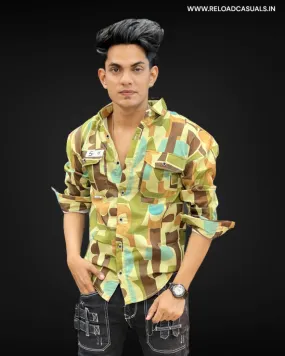 S* Multi Color Pattern Imp Shirt - Yellow