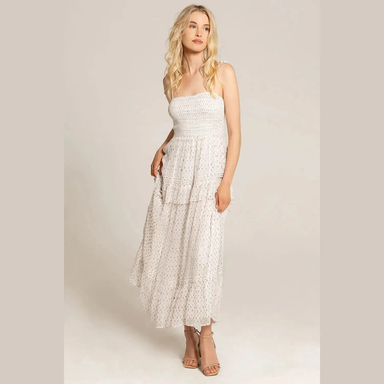 Saltwater Luxe Tatiana Smocked Midi Dress - Ivory