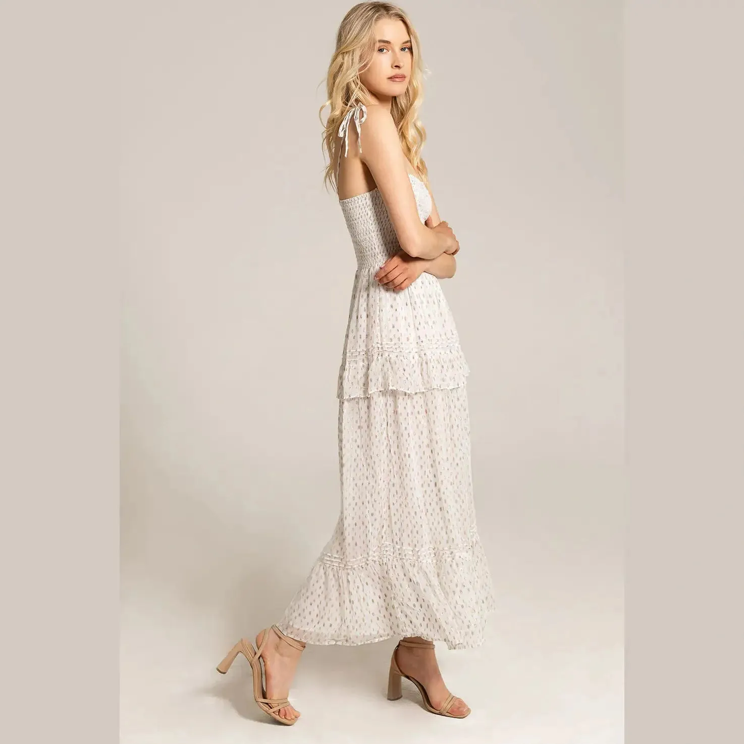 Saltwater Luxe Tatiana Smocked Midi Dress - Ivory