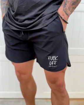 Salty Savage "Fuck Off" Wave Cut Hybrid Training Shorts | Black