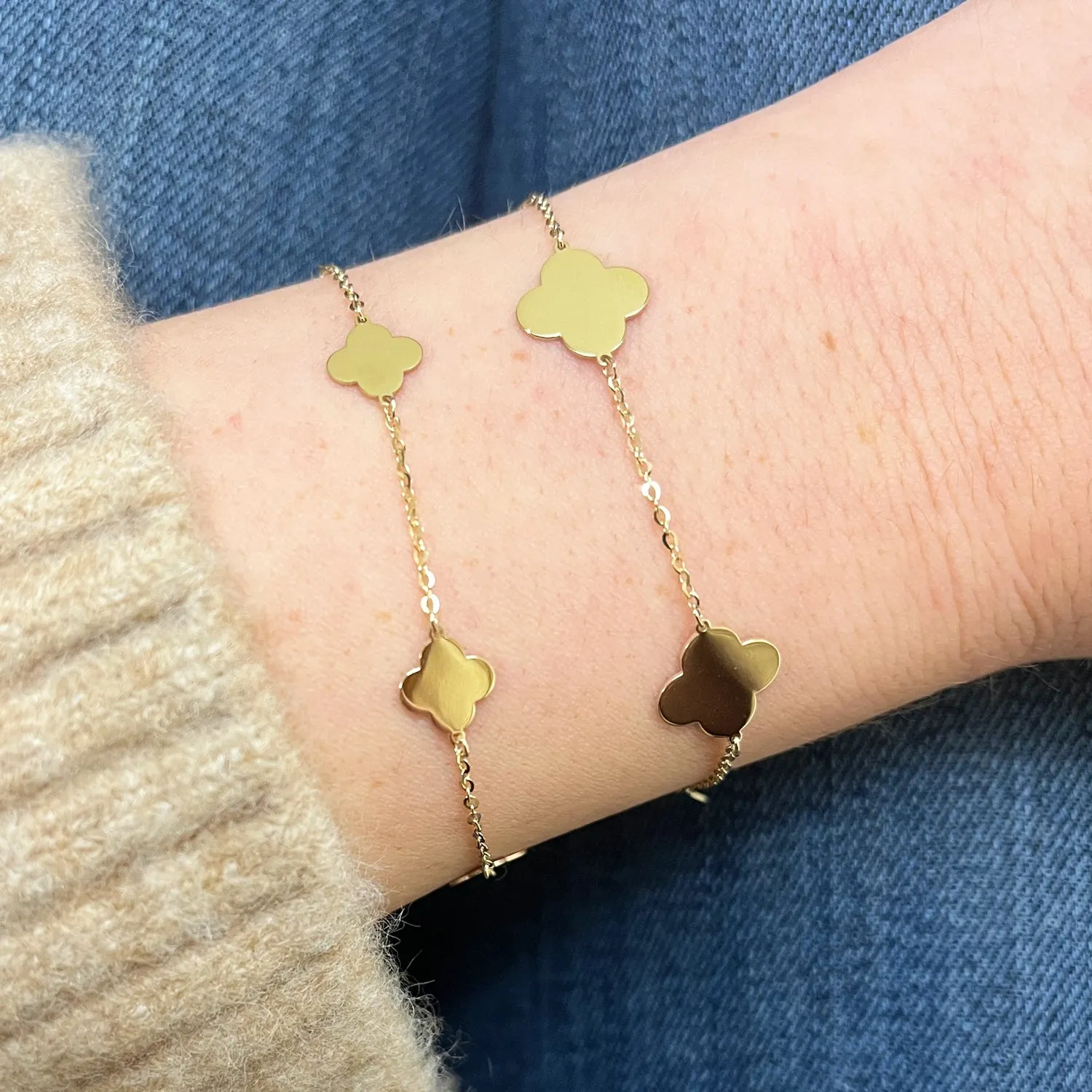 Small Gold Clover Bracelet