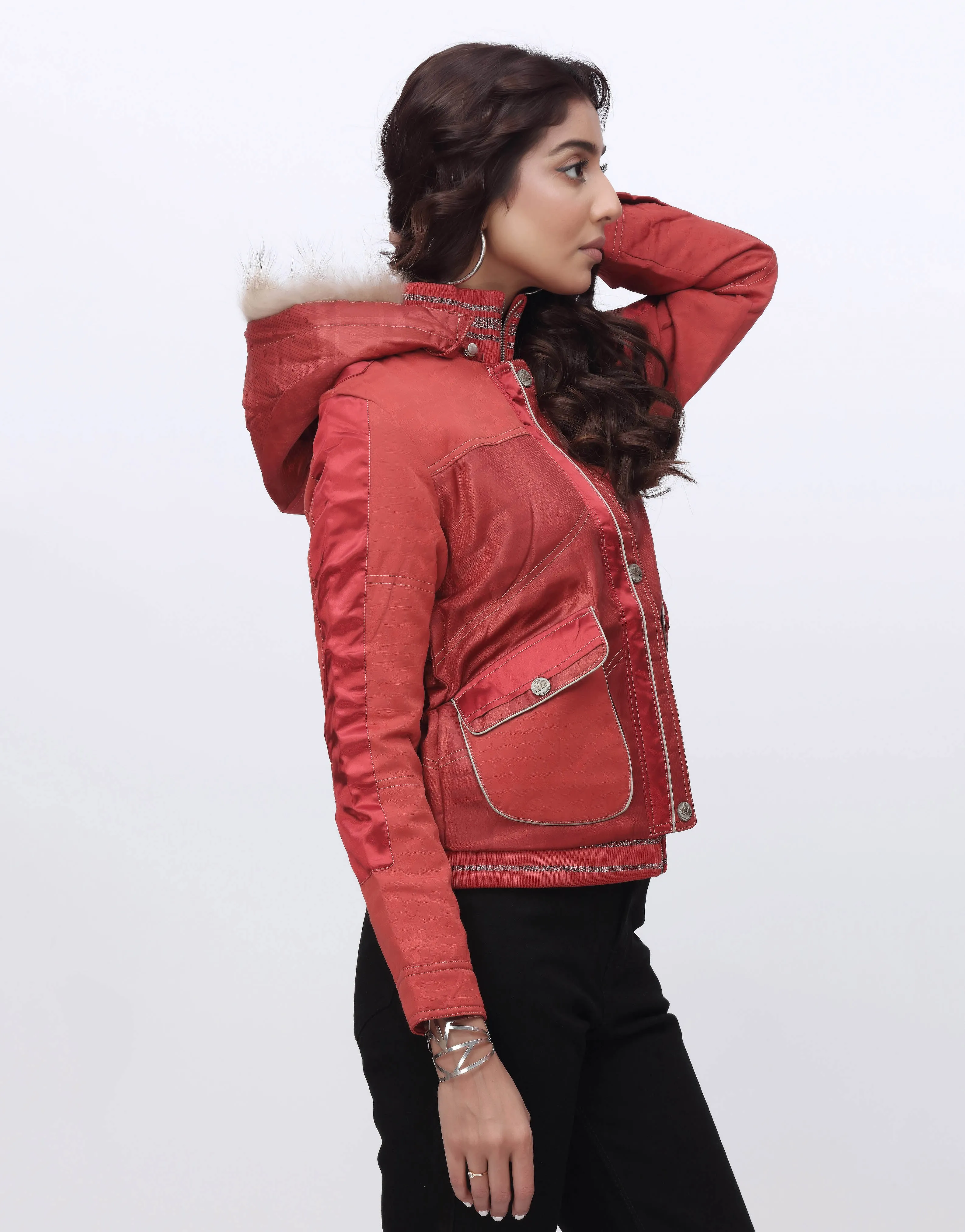 Solid Women Jacket Full Sleeves in Orange