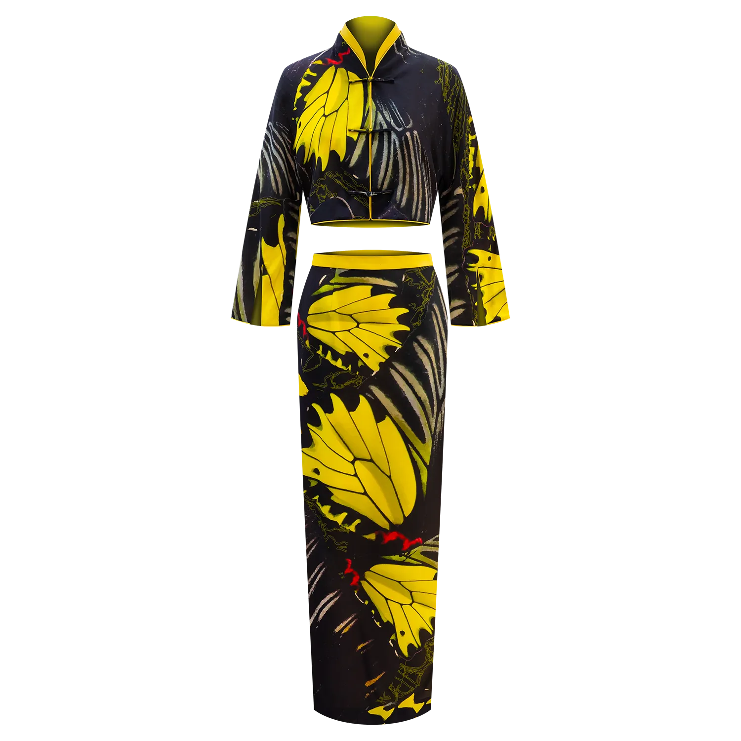 SPARKLE BY KAREN CHAN x Fung Yuen Butterfly Reserve【GOLDEN BIRDWING】100% Silk Cheongsam Set (Long Sleeve) (金裳鳳蝶)