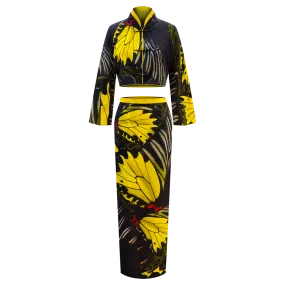 SPARKLE BY KAREN CHAN x Fung Yuen Butterfly Reserve【GOLDEN BIRDWING】100% Silk Cheongsam Set (Long Sleeve) (金裳鳳蝶)