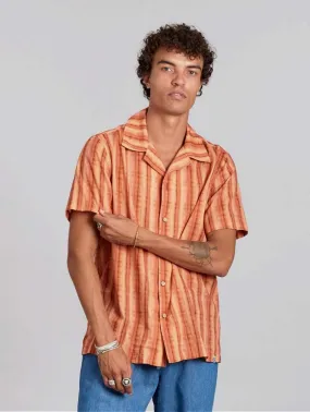 Spindrift Men's Organic Cotton Weave Shirt | Peach Stripe