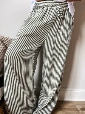 Striped Linen Blend Trousers