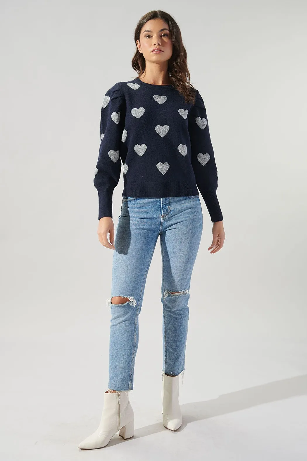 Sweetheart Sweater Navy/Silver