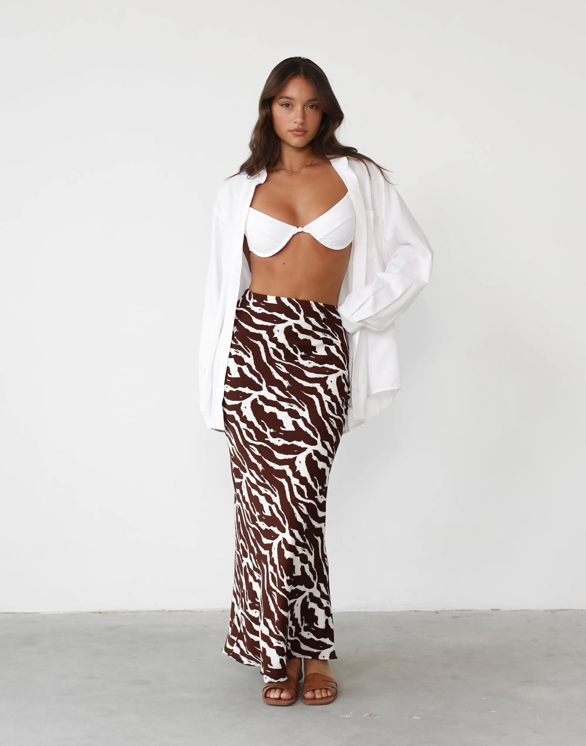 Sye Maxi Skirt (Choc Marble Print)