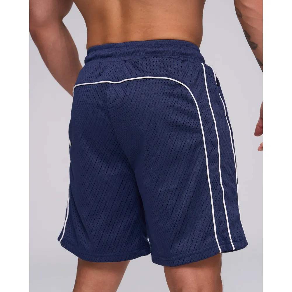 TEAMJOINED JOINED D-MESH PIPING SHORTS-DARK BLUE