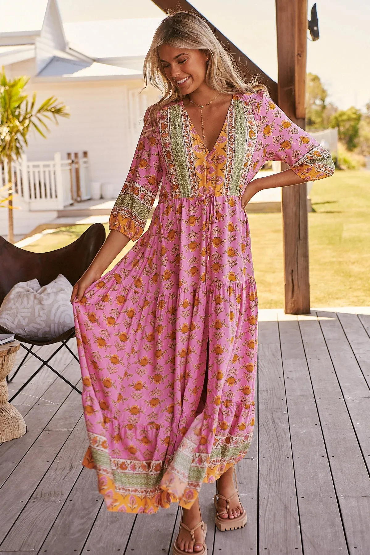 Tessa Maxi Dress Blushing Meadow Print