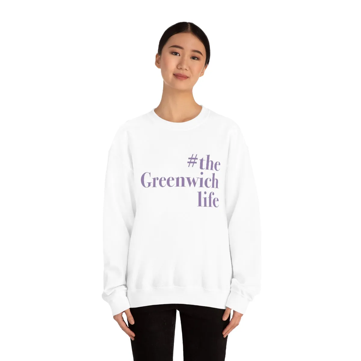 #thegreenwichlife Unisex Heavy Blend™ Crewneck Sweatshirt (purple print)