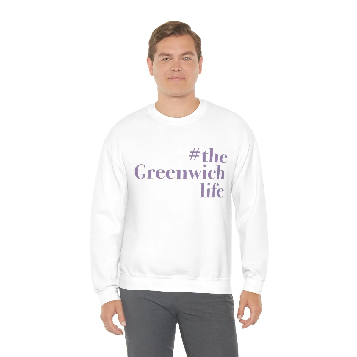 #thegreenwichlife Unisex Heavy Blend™ Crewneck Sweatshirt (purple print)