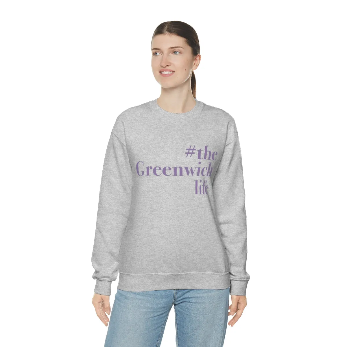 #thegreenwichlife Unisex Heavy Blend™ Crewneck Sweatshirt (purple print)