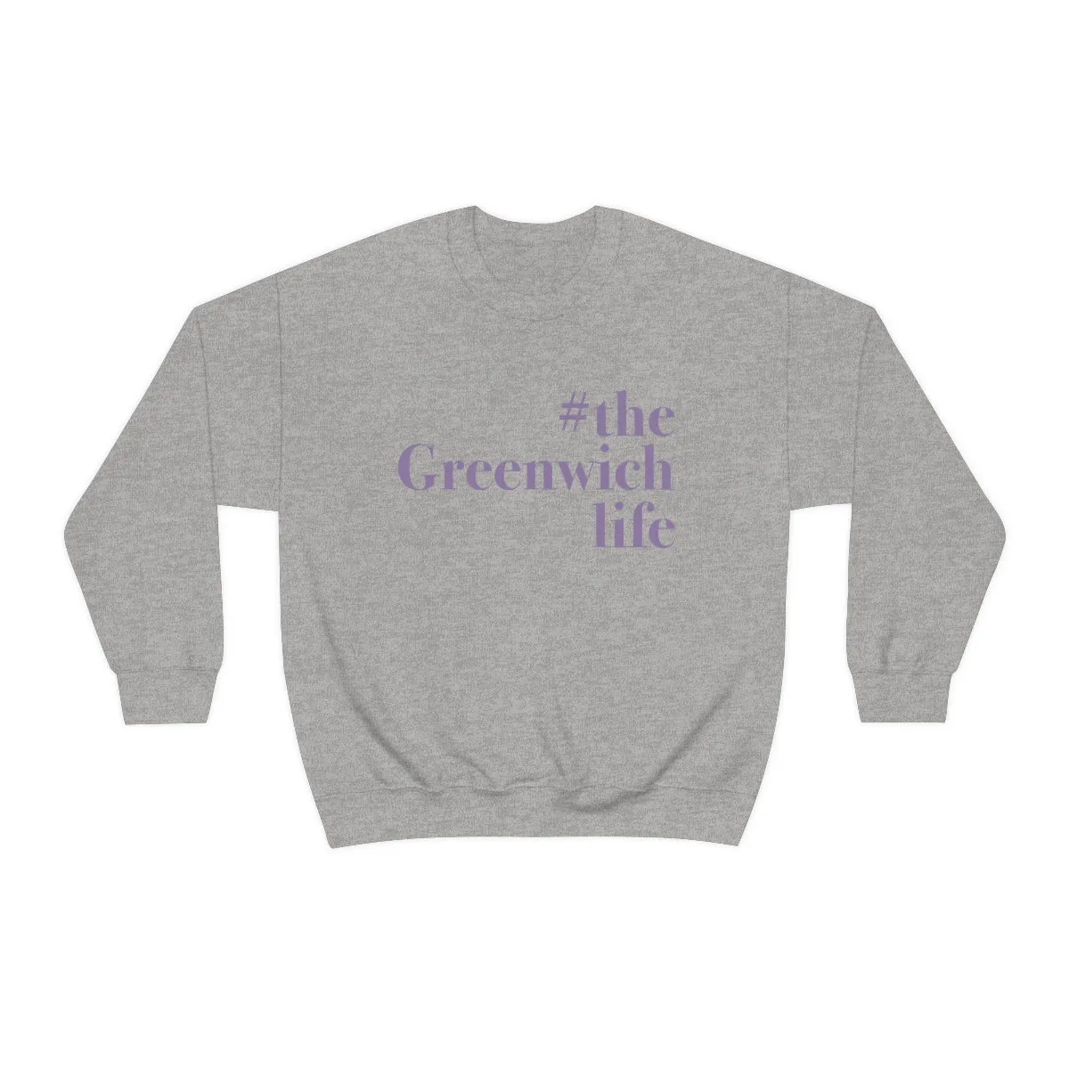 #thegreenwichlife Unisex Heavy Blend™ Crewneck Sweatshirt (purple print)