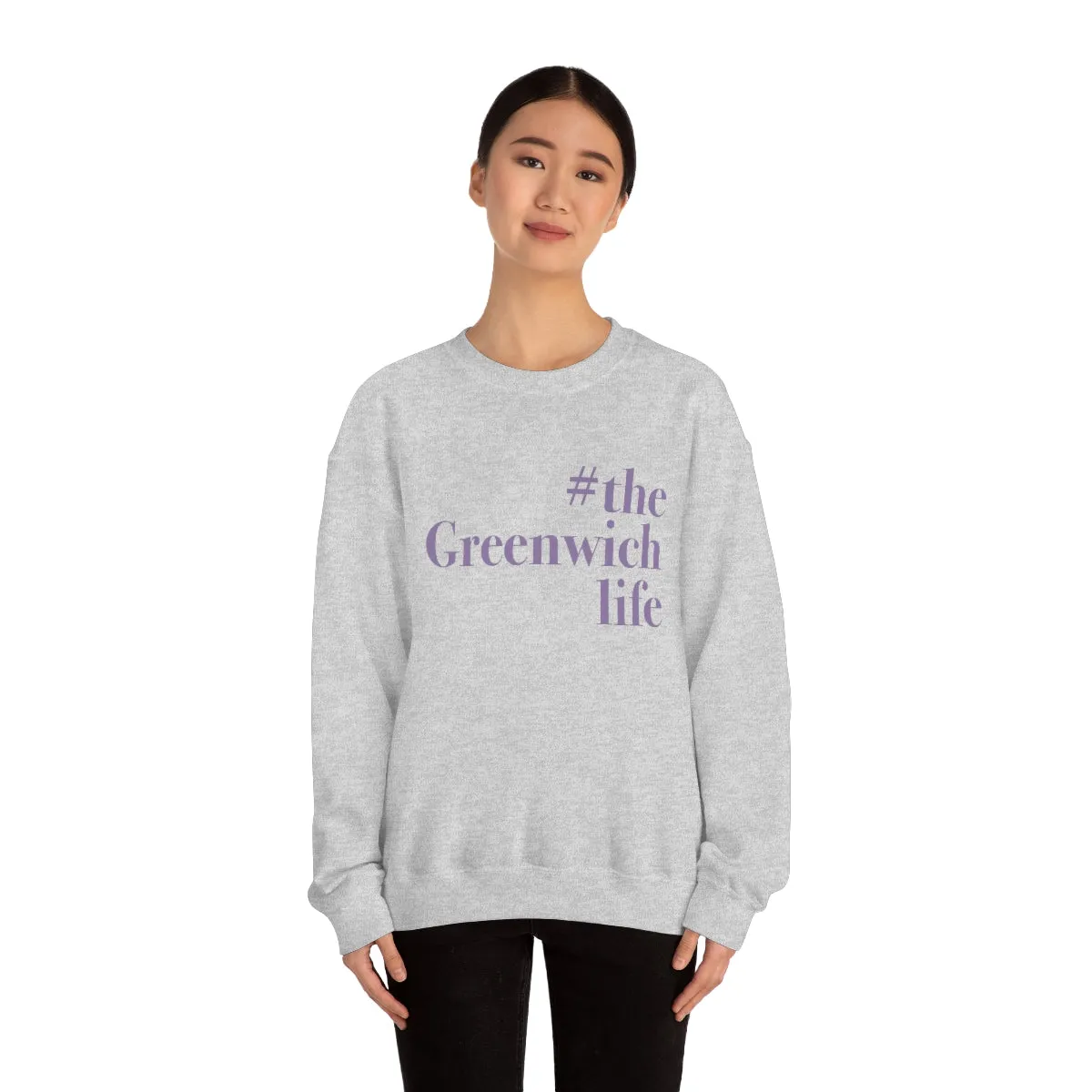 #thegreenwichlife Unisex Heavy Blend™ Crewneck Sweatshirt (purple print)