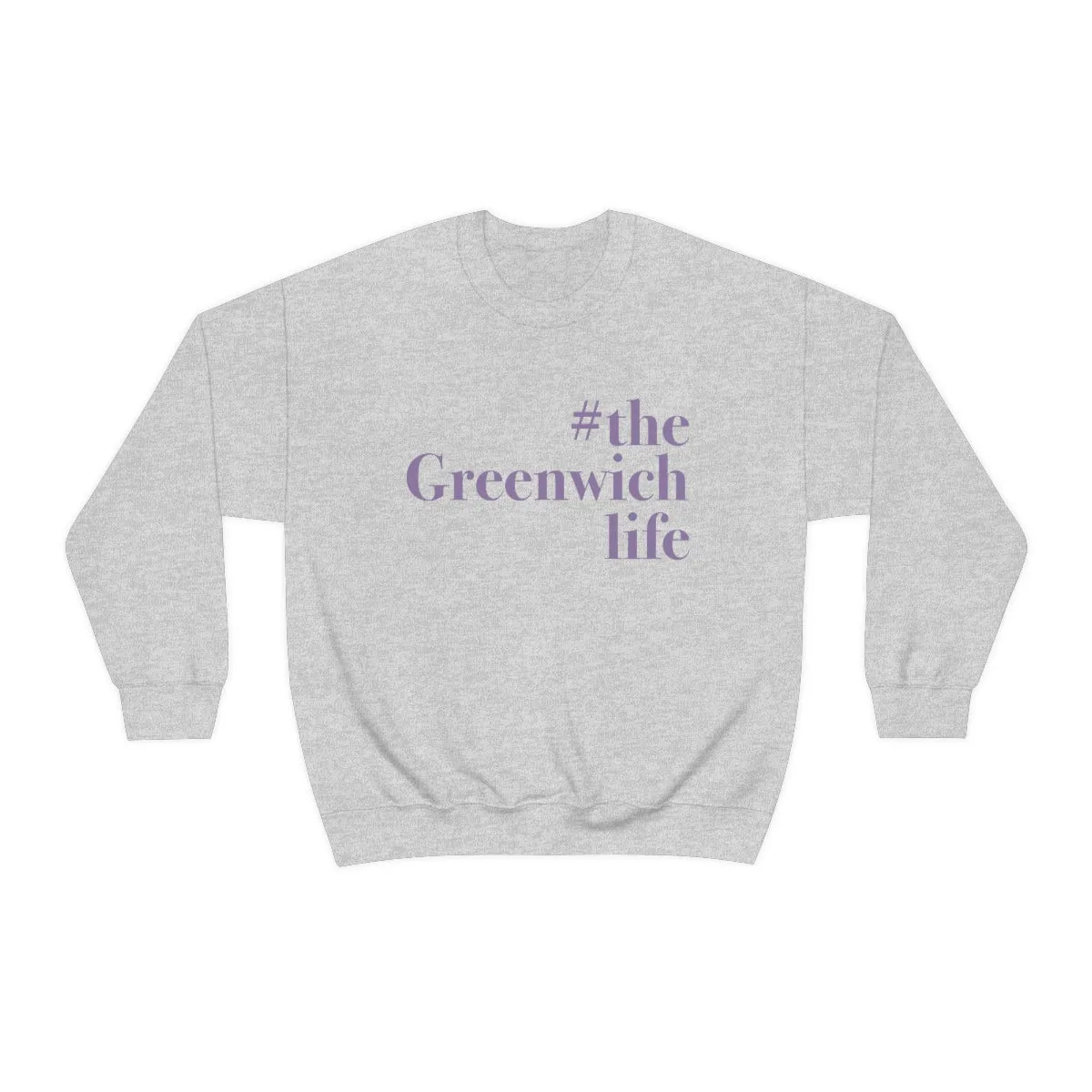 #thegreenwichlife Unisex Heavy Blend™ Crewneck Sweatshirt (purple print)